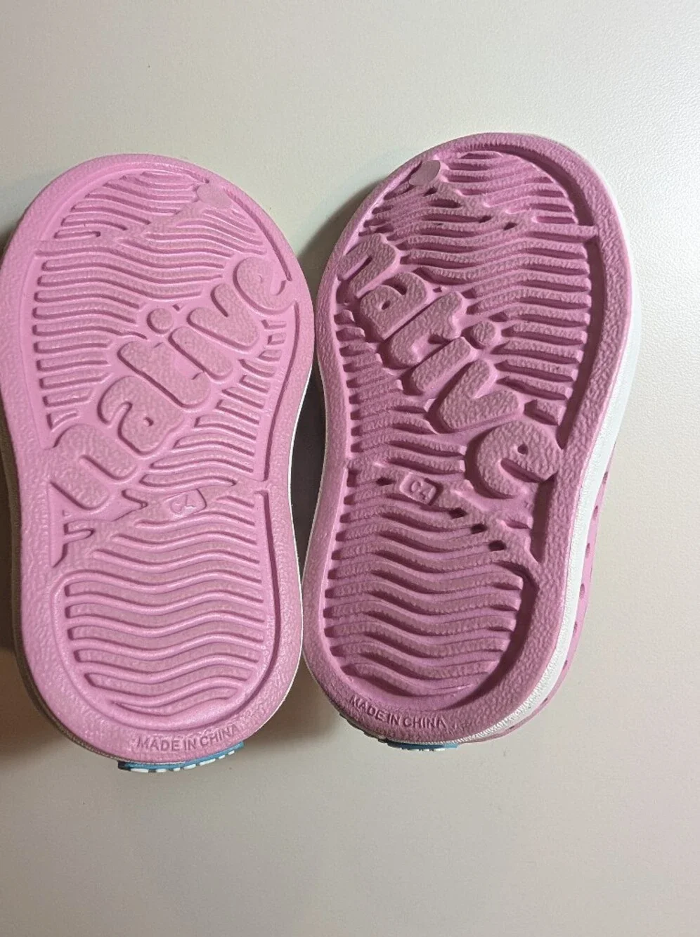 Native Kids Slip-On Water Shoes in Pink with White Toe Cap Child 4